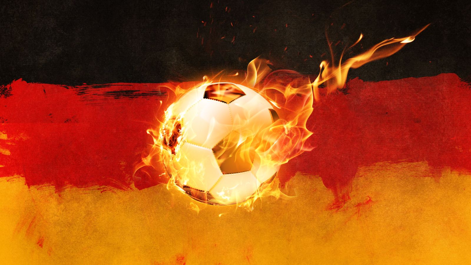 German flag soccer ball fire