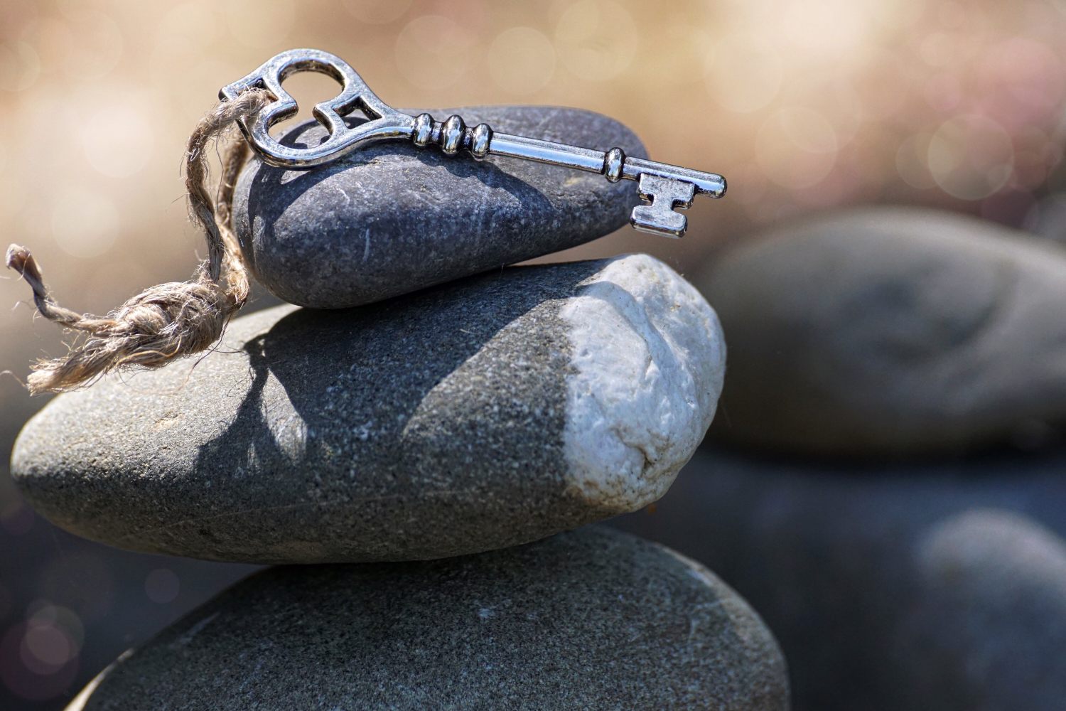A key on stones representing the key to success